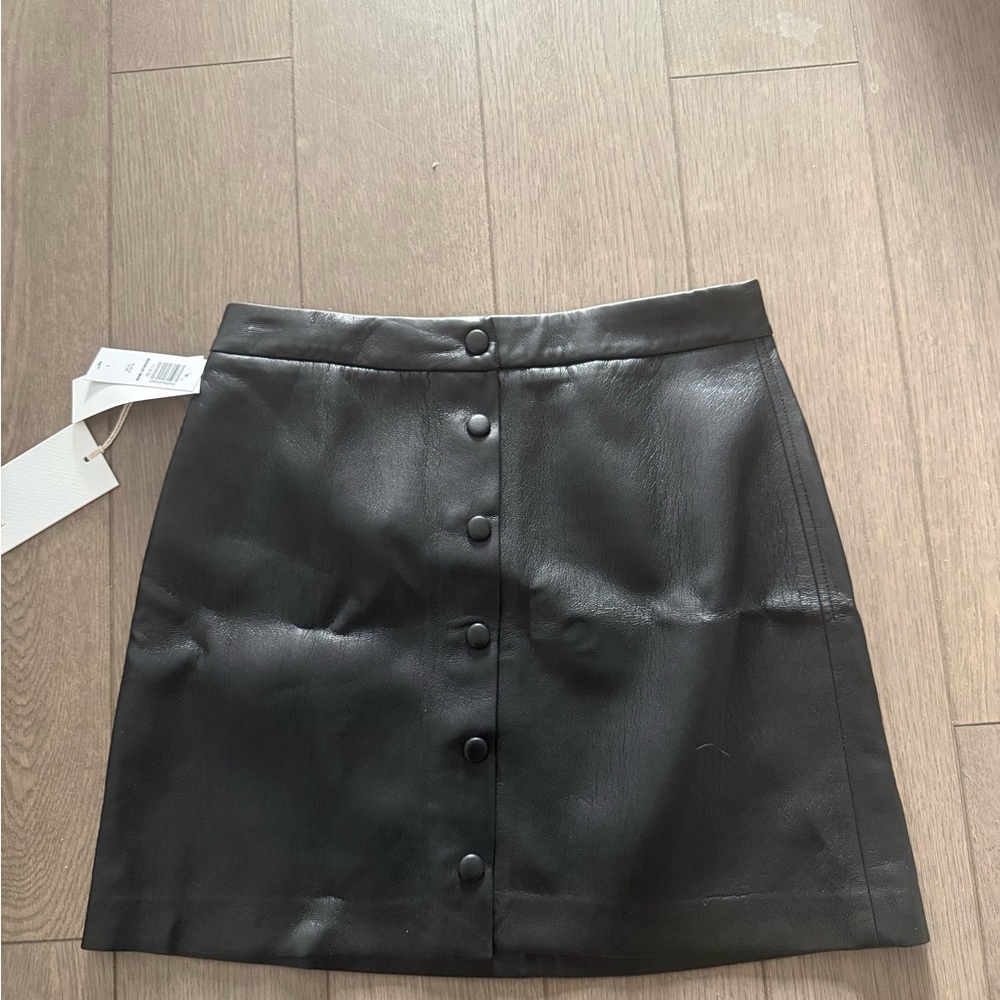 Wilfred Black Leather Mini Skirt